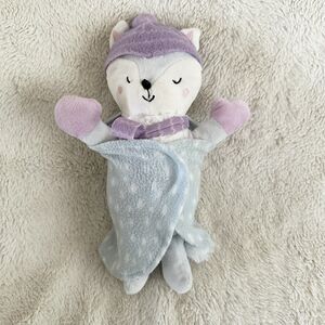 Target Fireside Pals Plush Fox Wolf Blue Blanket Swaddle 10" Stuffed Animal Toy
